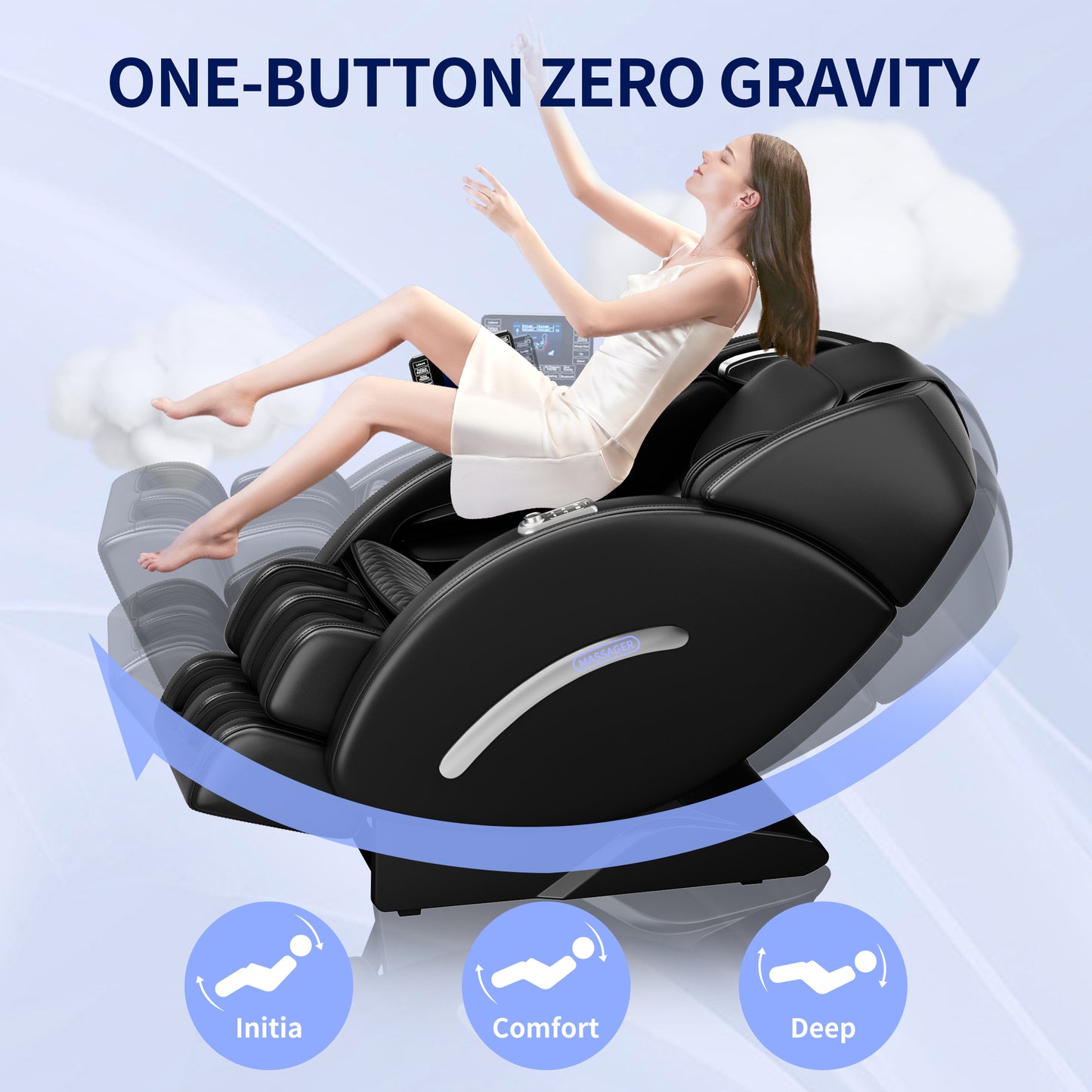 Evie Zero Gravity Full Body Massage Chair - Black