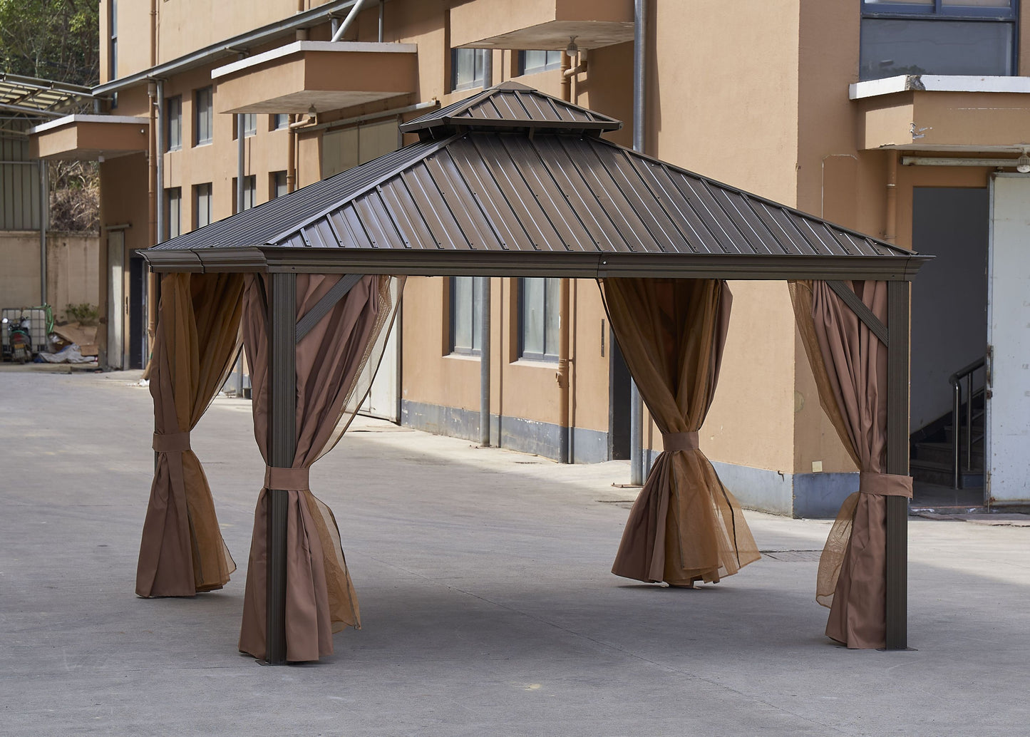 Afix 12 X 12 ft  Permanent Hardtop Gazebo Canopy - Bronze