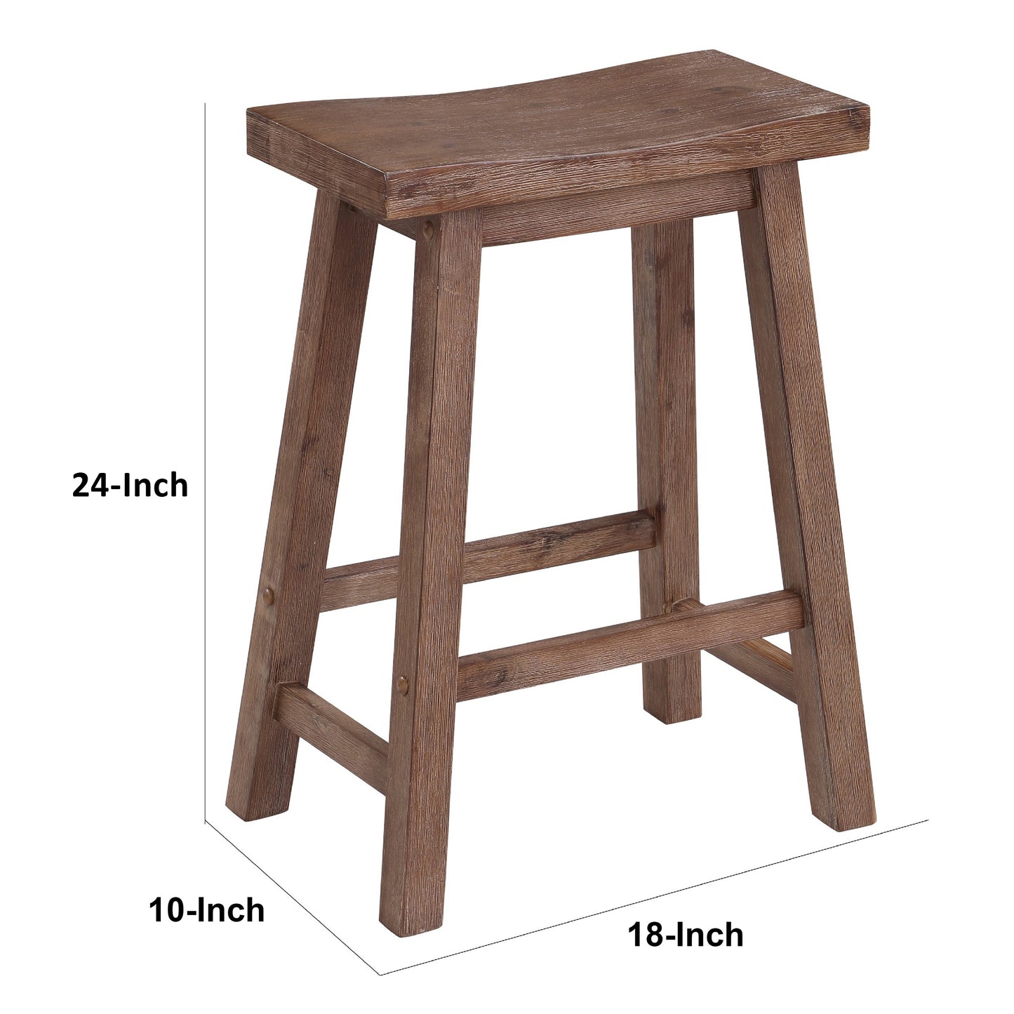 Wooden Frame Saddle Seat Counter Height Stool - Brown