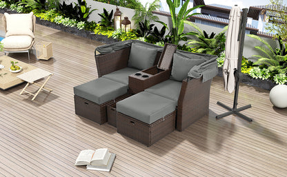 Ginson 2-Seater Outdoor Patio Daybed - Gray