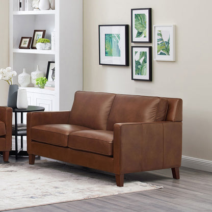 Ashby Leather Loveseat - Pecan