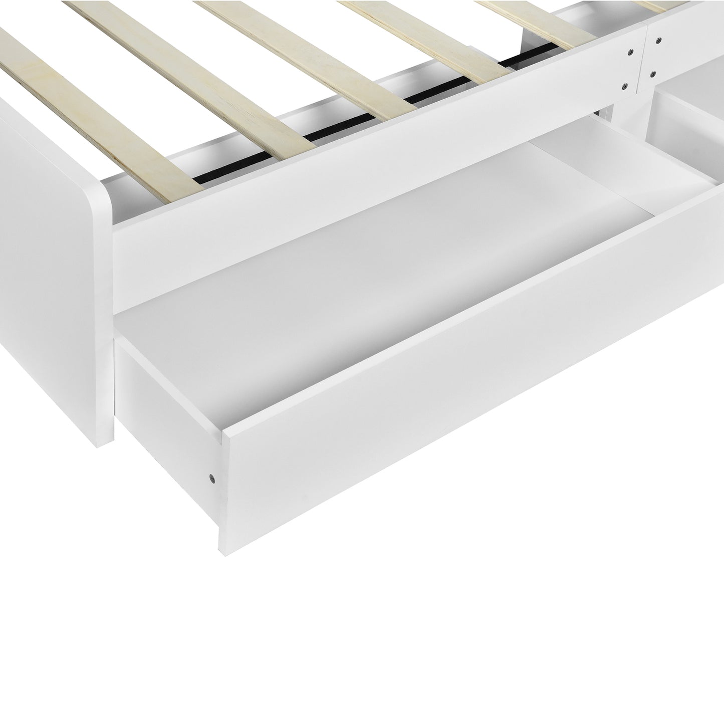 Taz Twin Size Platform Bed Frame with 4 Open Storage Shelves - White