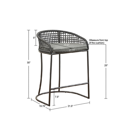 Hermosa Woven Counter Stool 25" - Dark Gray