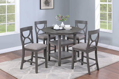 Umar 5pc Dining Counter Height Dining Set Table w  4x Chairs - Gray