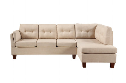 Dalia Linen Modern Sectional Sofa with Right Facing Chaise - Khaki