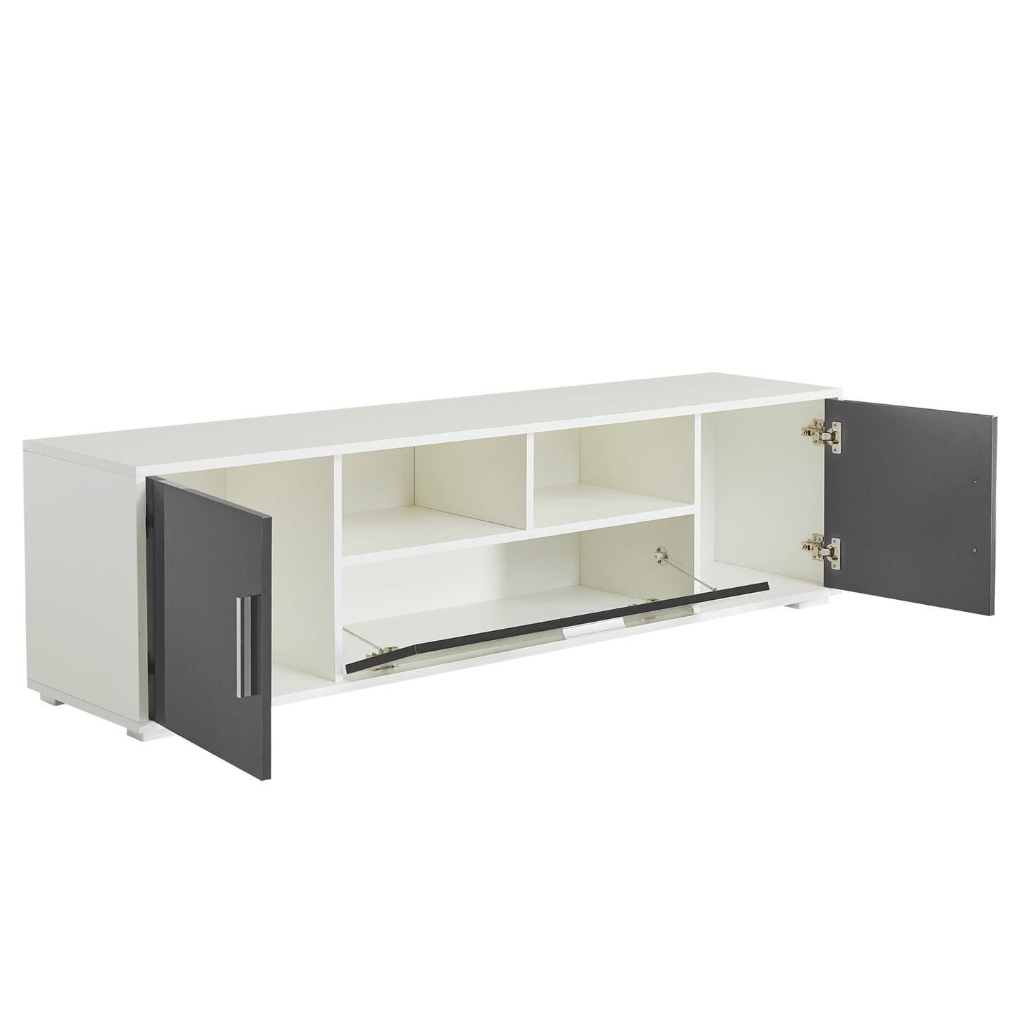 Oasis TV Stand with LED Lights - White+Dark Gray