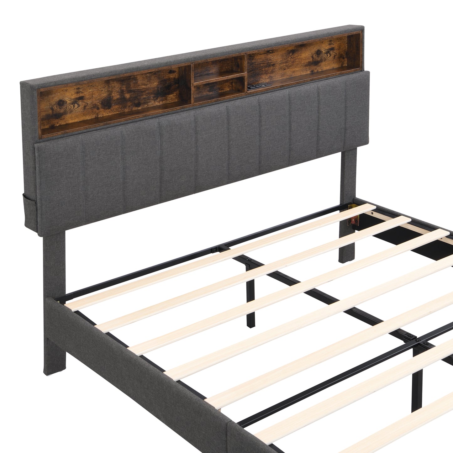 Alvin Queen Size Platform Bed Frame - Gray