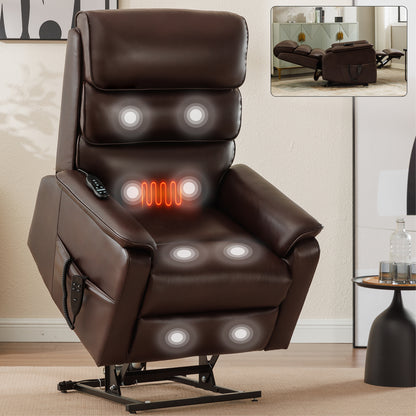 Hannah Power Lift Leather Recliner Chair with Heat Massage - Gray