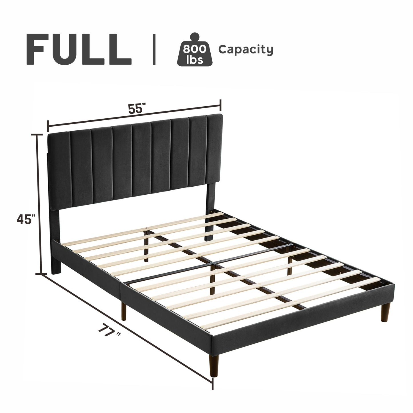 Jay Full Size Platform Bed Frame - Black