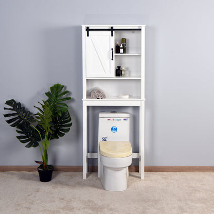 Barn Door Over-the-Toilet Storage Cabinet  - White