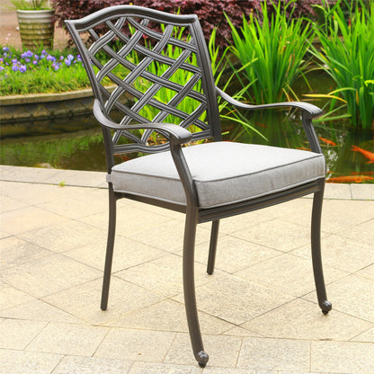 Rosita Patio Aluminum Dining Arm Chair With Cushion (Set of 2) - Gray