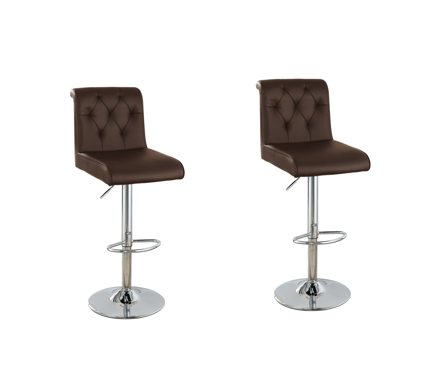 Tina Adjustable Bar stool  Faux Leather Chrome Base - Espresso  Set of 2