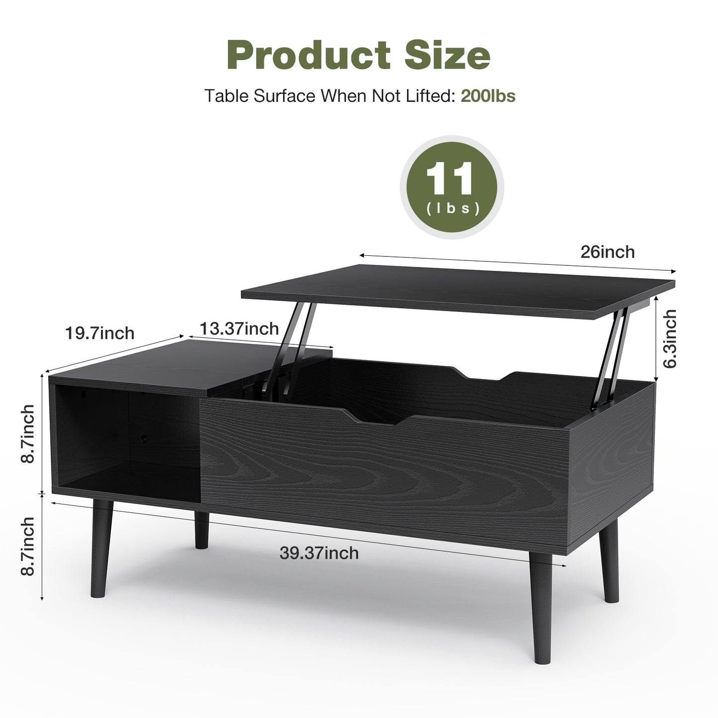 Hanna Lift Top Coffee Table - Black