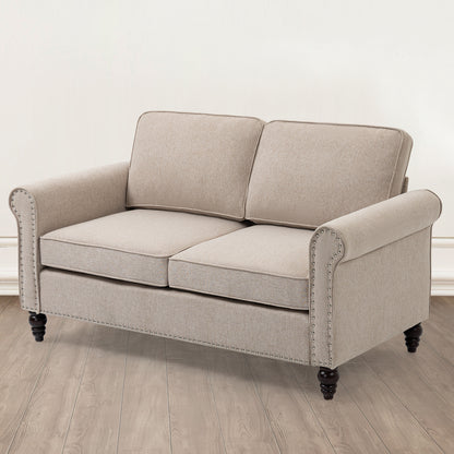 Zimmer Loveseat Button Tufted Sofa - Beige