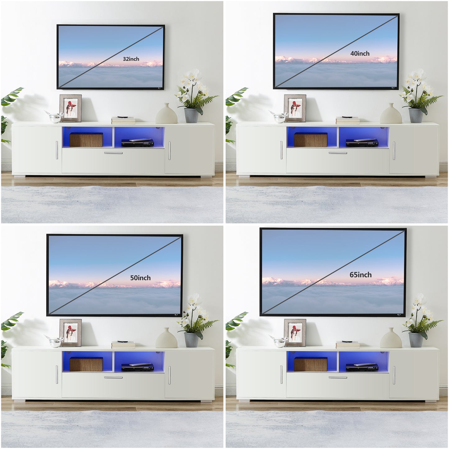 Oasis TV Stand with LED Lights - White