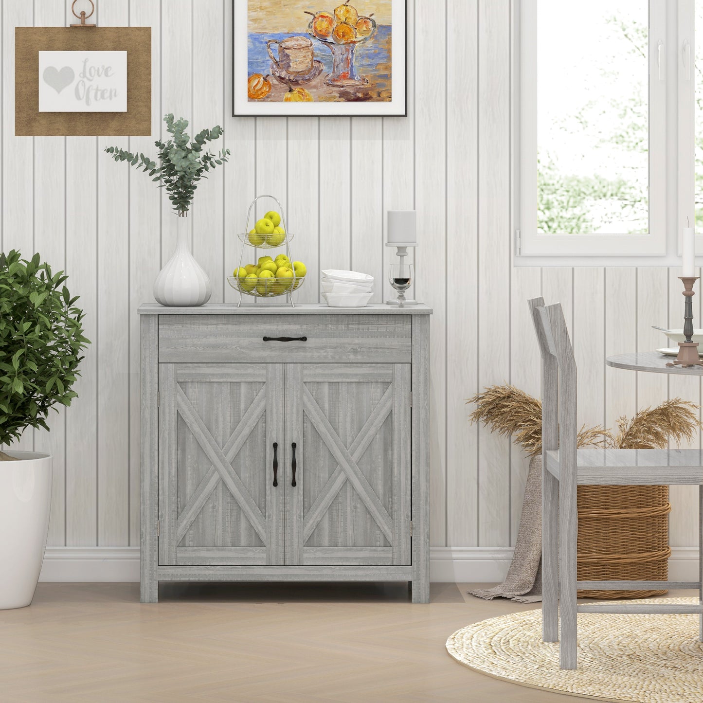 Woods Farmhouse Sideboard Buffet Cabinet - Gray