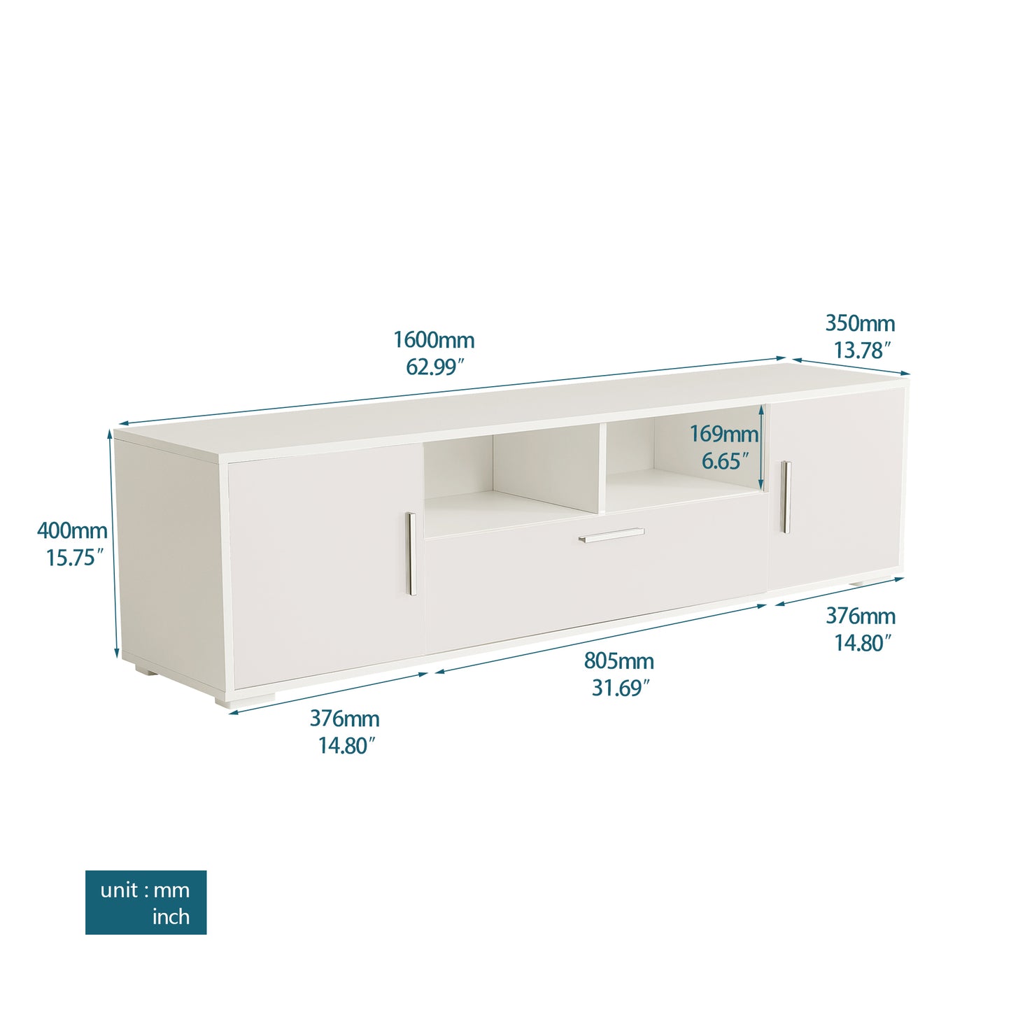 Oasis TV Stand with LED Lights - White