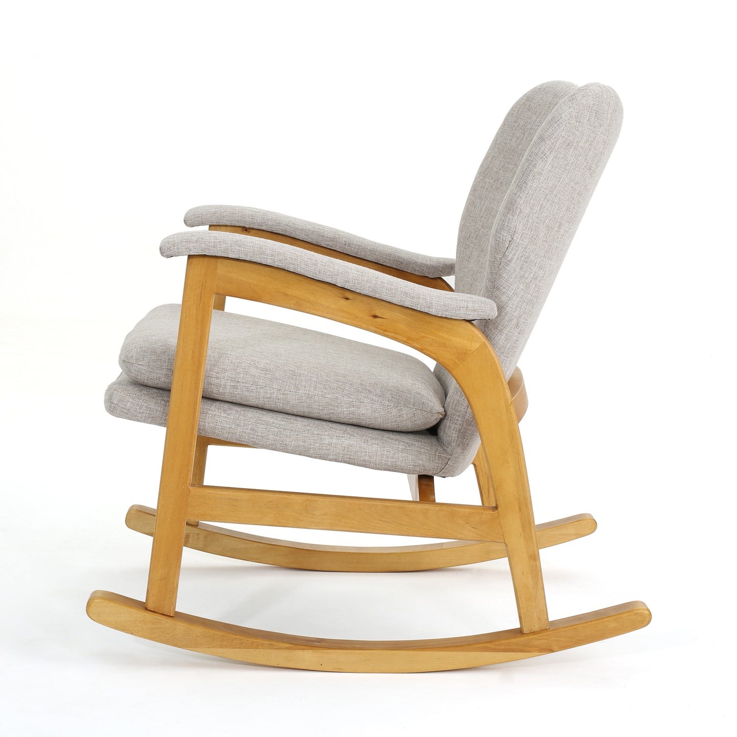 Indo Mid-Century Fabric Rocking Chair - Wheat