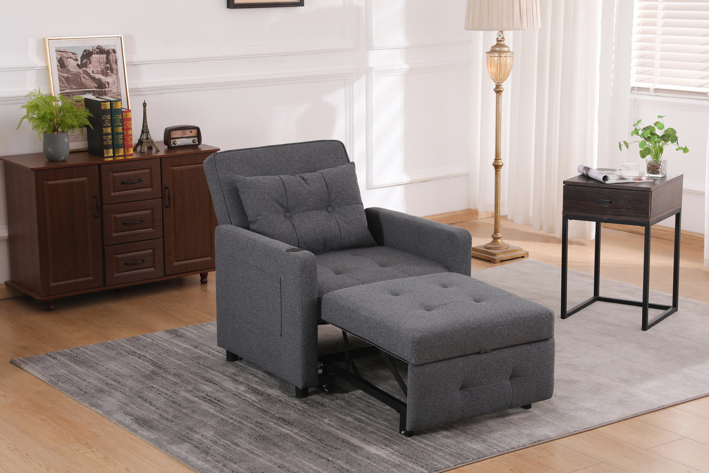 Sleeper Chair 3-in-1 Convertible - Gray