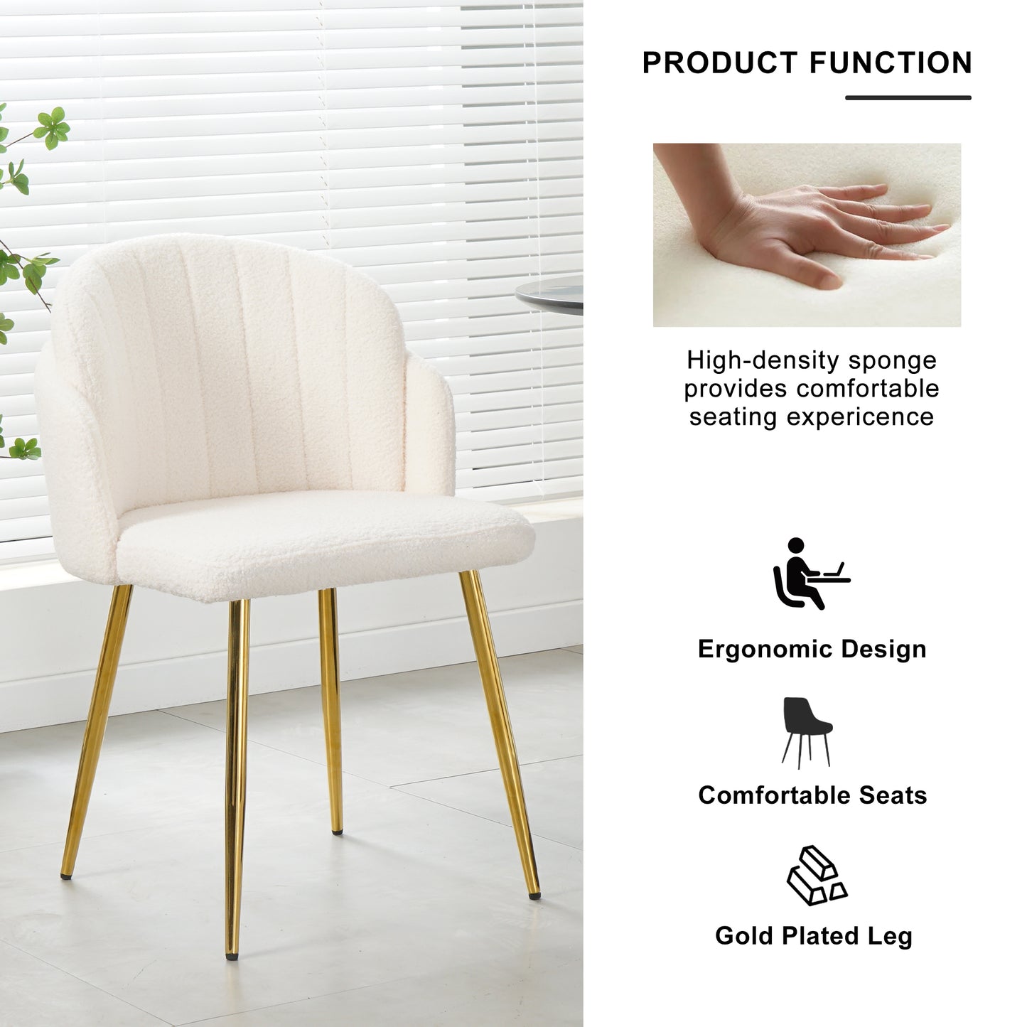 Zulma Fabric Dining Chairs with Gold Leg (Set of 2) - Beige