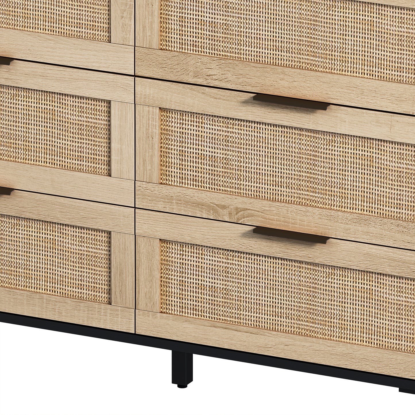 Tero 6 Drawers Rattan Cabinet - Black