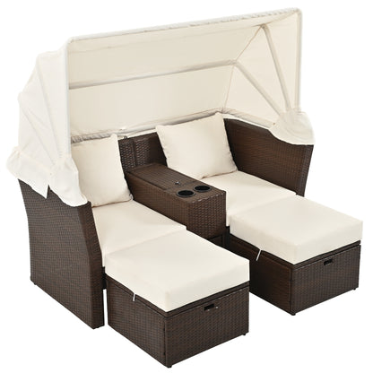 Ginson 2-Seater Outdoor Patio Daybed - Beige