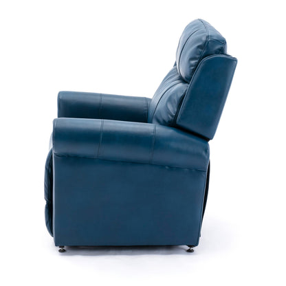 Lowell Leather Gel Lift Chair with Massage - Navy Blue