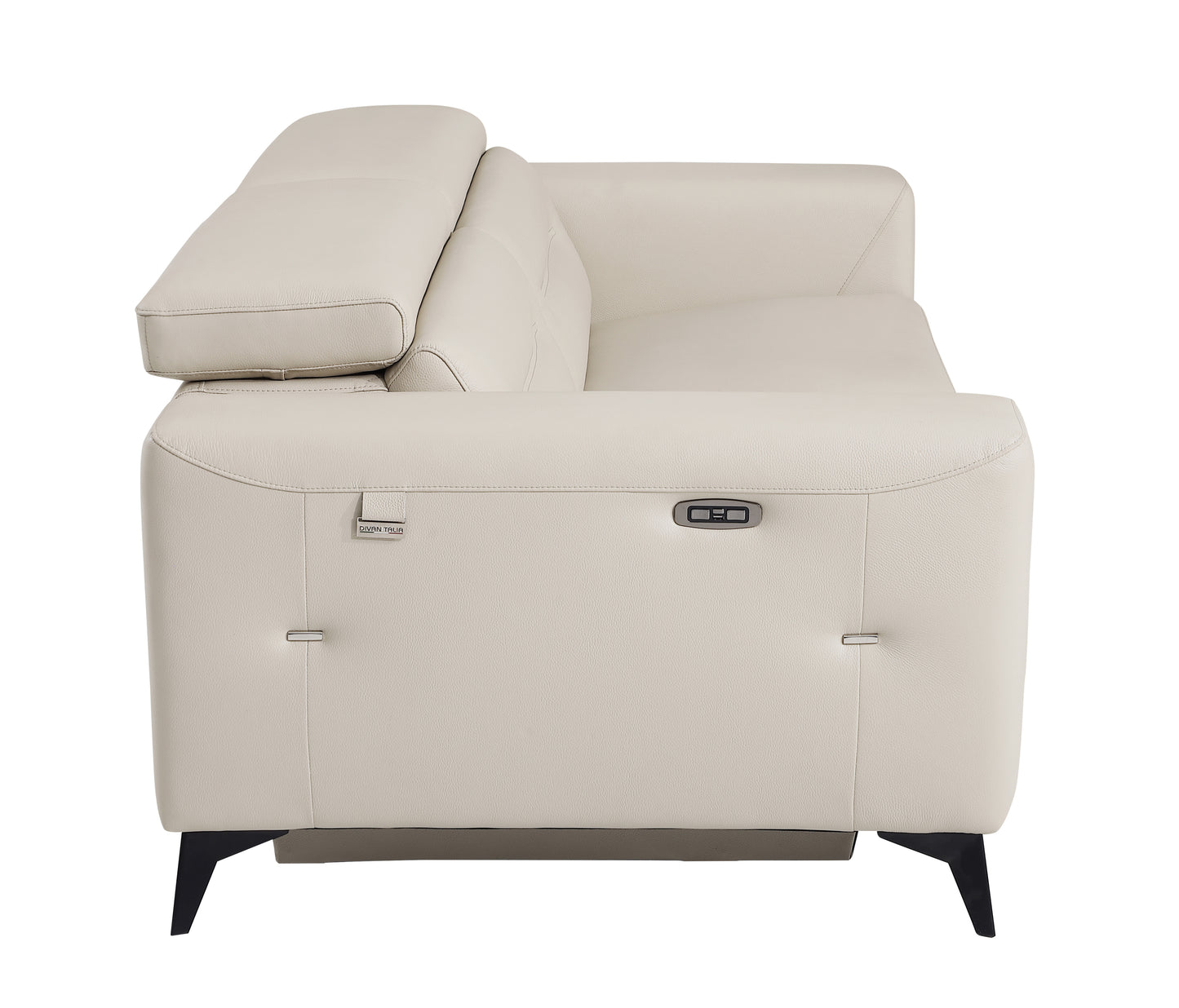 Honcho Top Grain Italian Leather Loveseat with Power Recliner - Beige