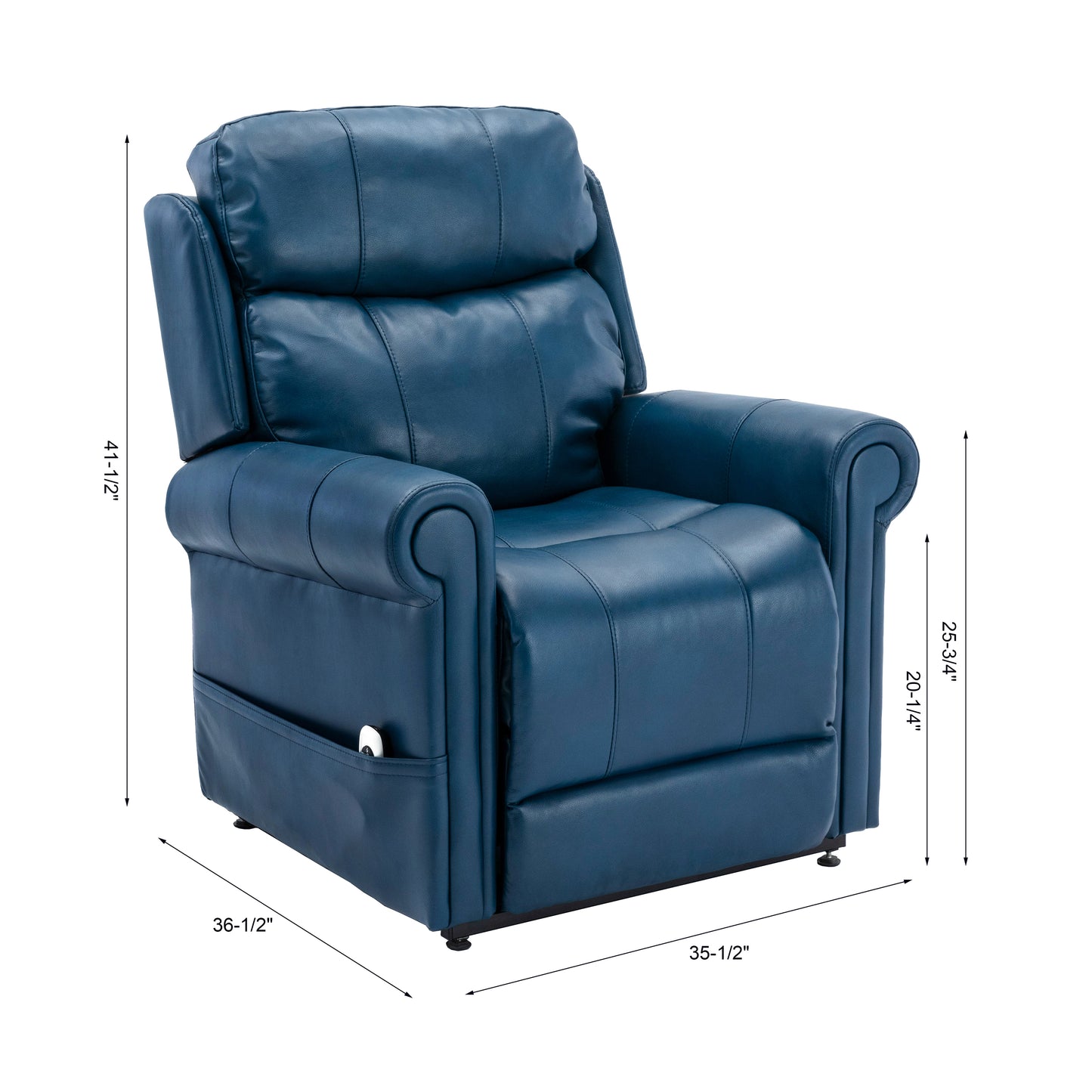 Lowell Leather Gel Lift Chair with Massage - Navy Blue