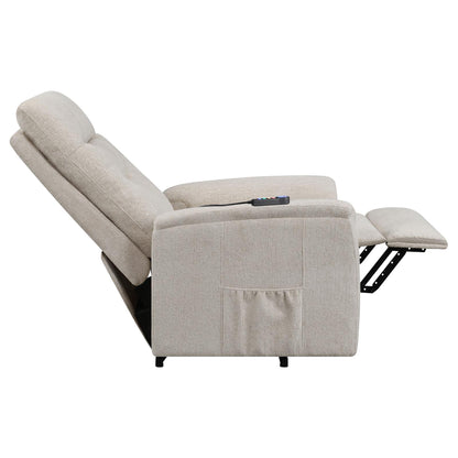 Lennox Power Lift Recliner with Storage Pocket - Beige