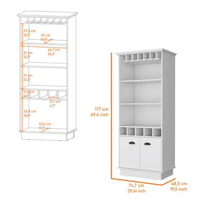 Claire Glassware Rack Bar Cabinet - White