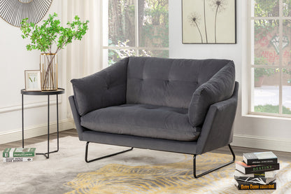 Karla Velvet Contemporary Loveseat - Dark Gray