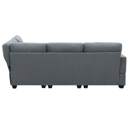 Aria 5-Seat Modular Sectional Set with Convertible Ottoman - Dark Gray