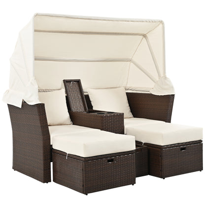 Ginson 2-Seater Outdoor Patio Daybed - Beige