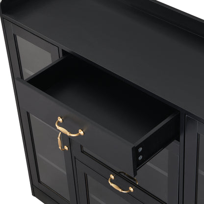 Karo Side Cabinet with 4 Glass Doors - Black