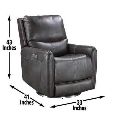 Elegant Triple-Power 360 Swivel Faux-Leather Recliner - Charcoal