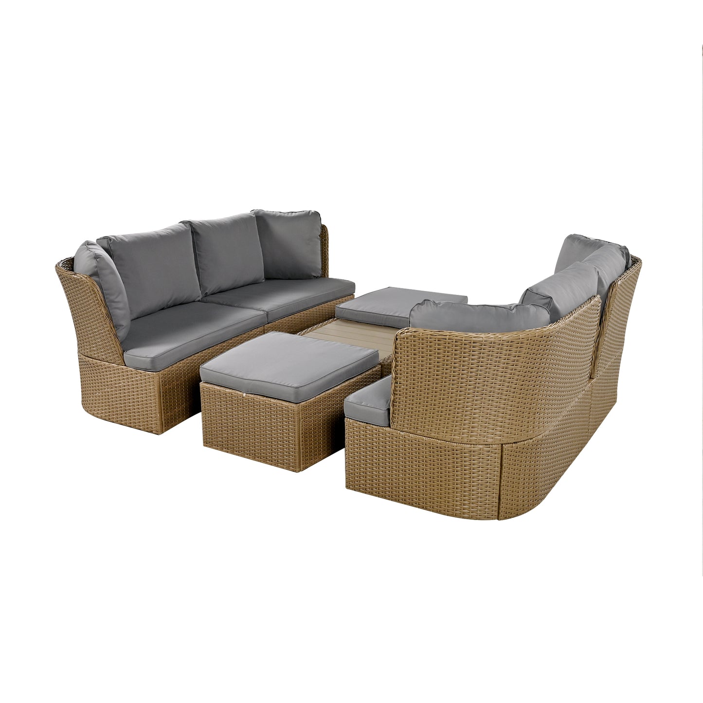 Ranae Customizable Outdoor Patio Wicker Sofa Set - Gray