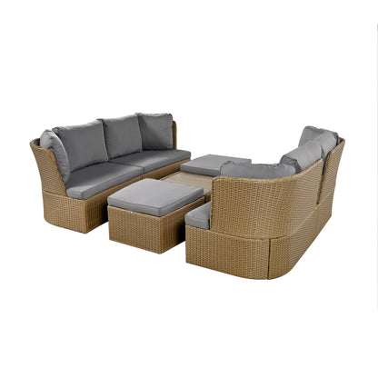 Ranae Customizable Outdoor Patio Wicker Sofa Set - Gray