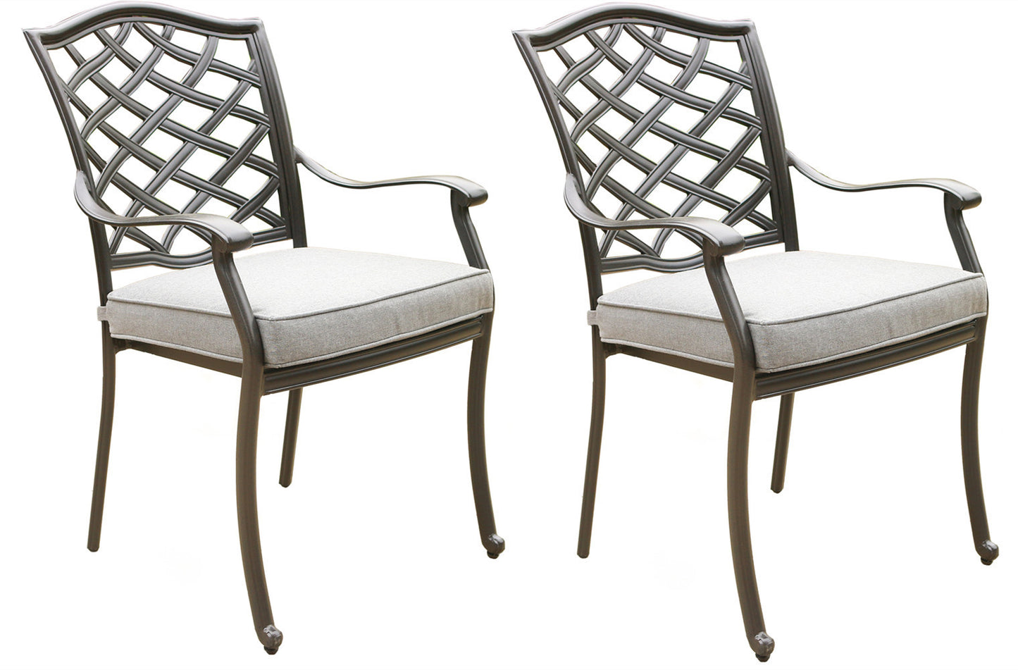 Rosita Patio Aluminum Dining Arm Chair With Cushion (Set of 2) - Gray