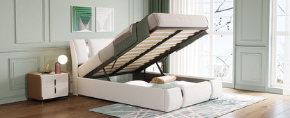 Quillon Full Size Storage Platform Bed w Hydraulic System - White