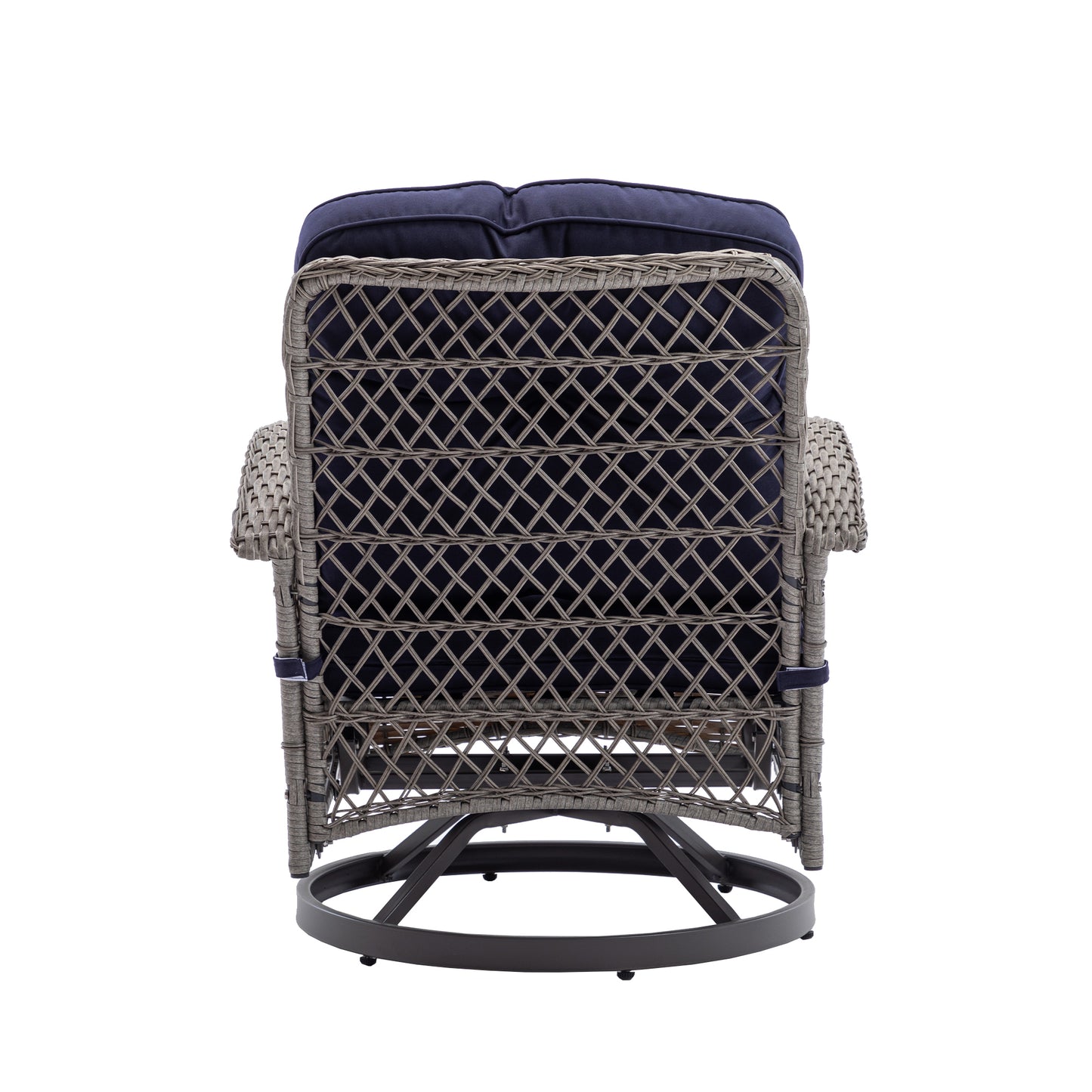 Tompkins 3 Pc Outdoor Swivel Rocker Patio Chairs - Navy Blue