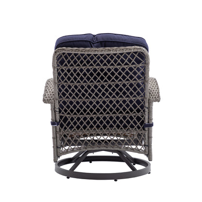 Tompkins 3 Pc Outdoor Swivel Rocker Patio Chairs - Navy Blue