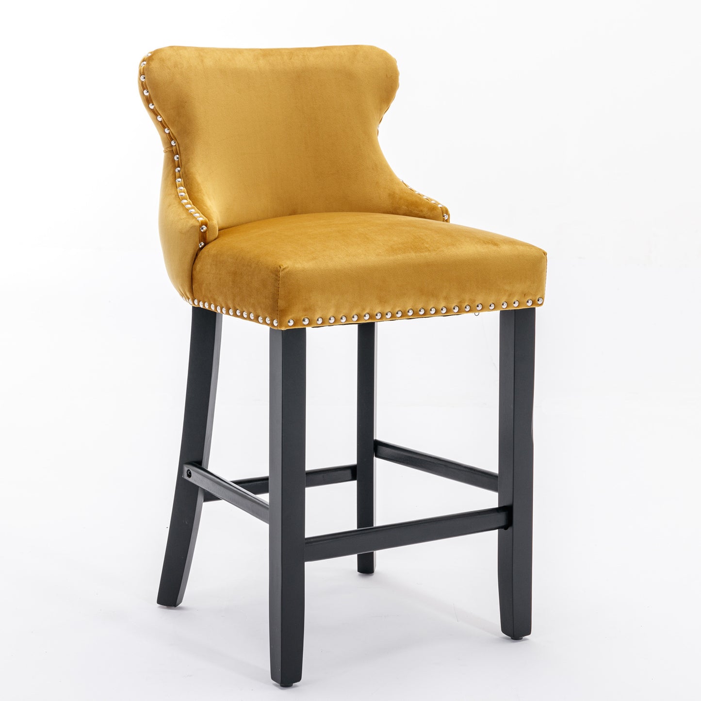 Family  Velvet Upholstered Wing-Back Bar Stools - Gold Set of 4