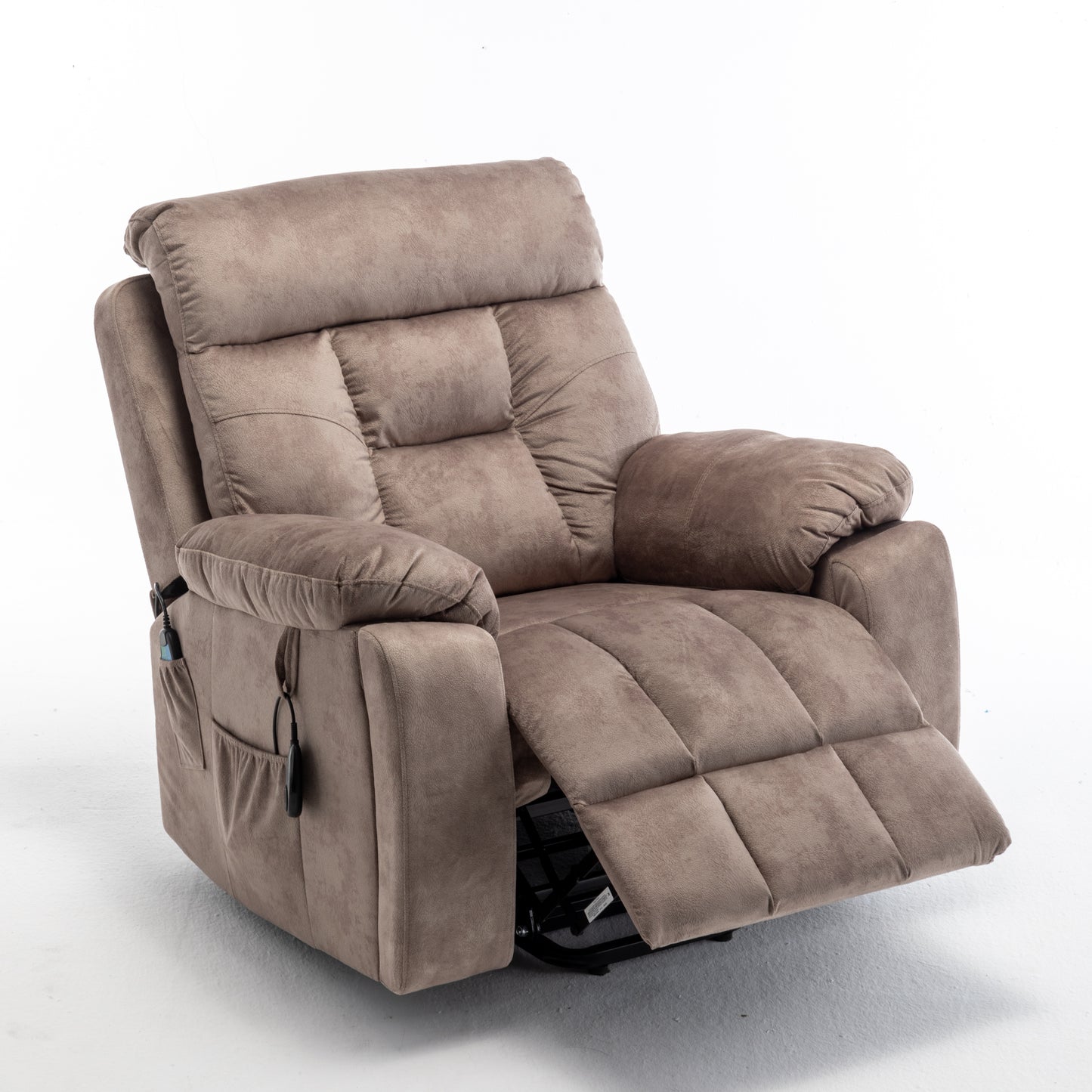 Wilson Power Electric Velvet Reclining Chair - Light Brown