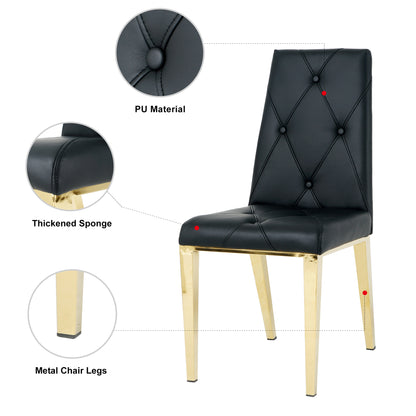 Valerio Pu Dining Chairs with Gold Leg (Set of 2) - Black