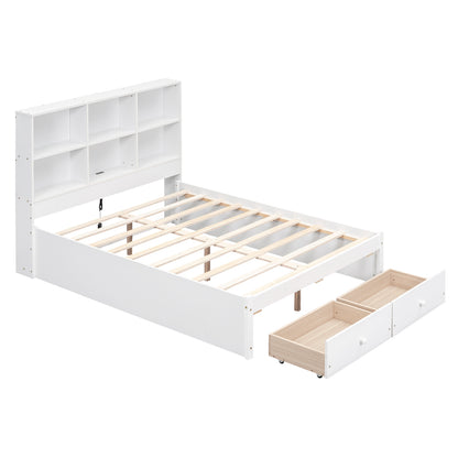 Jazz Full Size Platform Bed w 2 Drawers - White