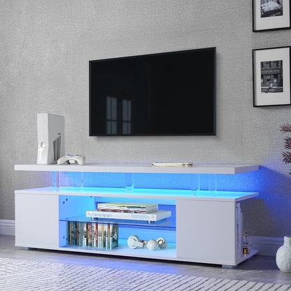 Pulse TV Stand Entertainment Center for 70 Inch TV - White