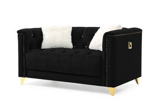 Jayden Velvet Loveseat - Black