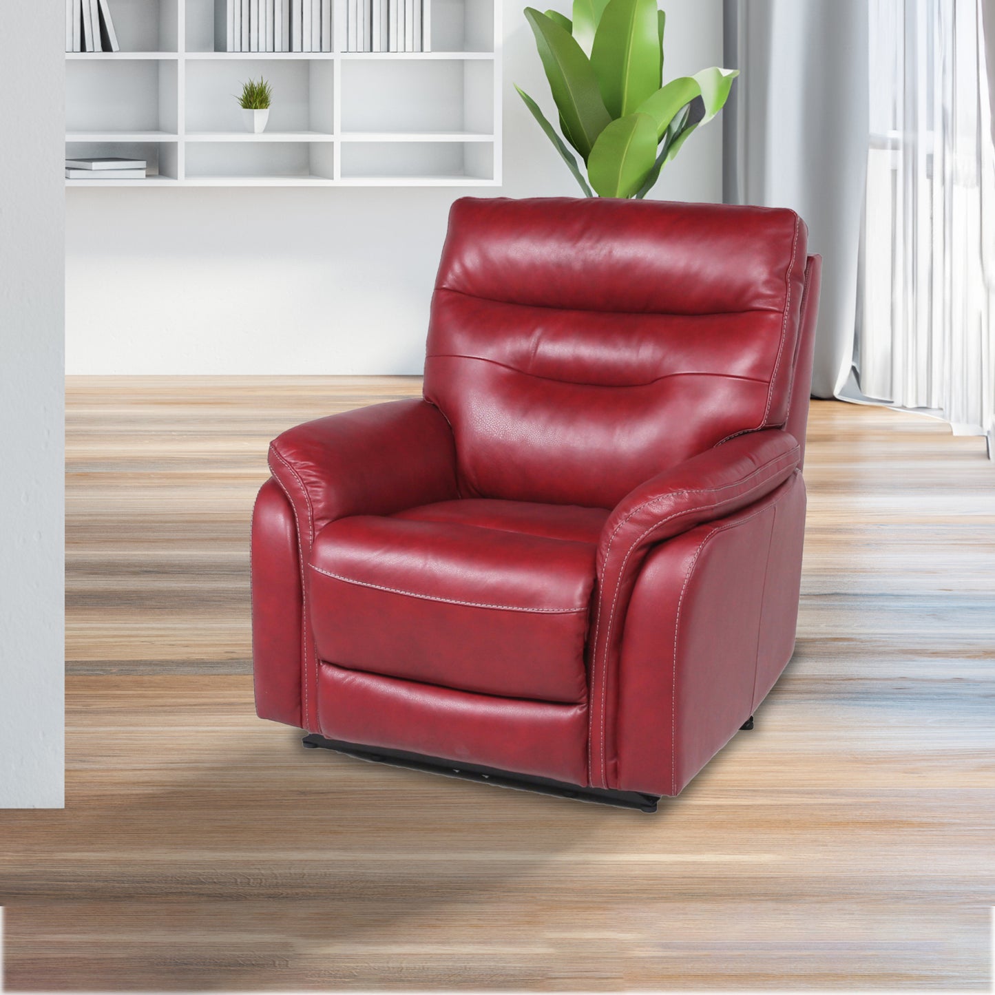 Mulu Top-Grain Leather Motion Recliner - Red