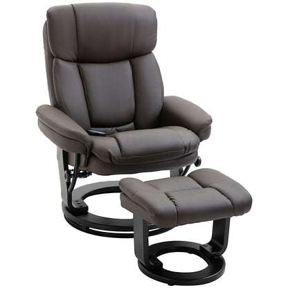 Flynn PU Leather Massage Recliner Chair with Ottoman - Brown